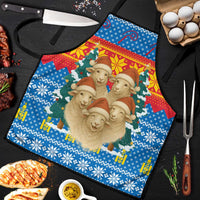 Mongolia Christmas Apron with Santa Sheep Christmas Trees and Snowflake - Wonder Print Shop