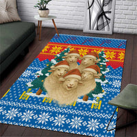 Mongolia Christmas Area Rug with Santa Sheep Christmas Trees and Snowflake - Wonder Print Shop