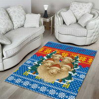 Mongolia Christmas Area Rug with Santa Sheep Christmas Trees and Snowflake - Wonder Print Shop