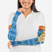 Mongolia Christmas Arm Sleeves with Santa Sheep Christmas Trees and Snowflake - Wonder Print Shop