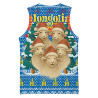 Mongolia Christmas Basketball Jersey with Santa Sheep Christmas Trees and Snowflake - Wonder Print Shop