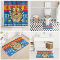 Mongolia Christmas Bathroom Set with Santa Sheep Christmas Trees and Snowflake - Wonder Print Shop