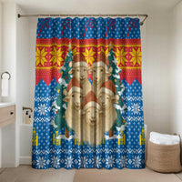Mongolia Christmas Bathroom Set with Santa Sheep Christmas Trees and Snowflake - Wonder Print Shop