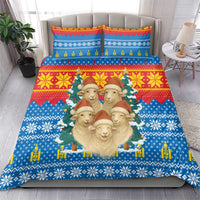 Mongolia Christmas Bedding Set with Santa Sheep Christmas Trees and Snowflake - Wonder Print Shop