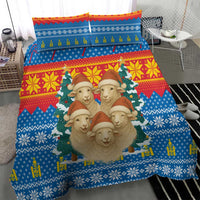 Mongolia Christmas Bedding Set with Santa Sheep Christmas Trees and Snowflake - Wonder Print Shop