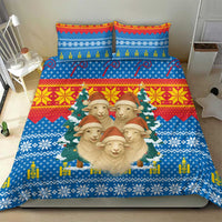Mongolia Christmas Bedding Set with Santa Sheep Christmas Trees and Snowflake - Wonder Print Shop