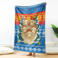 Mongolia Christmas Blanket with Santa Sheep Christmas Trees and Snowflake - Wonder Print Shop