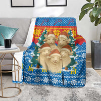 Mongolia Christmas Blanket with Santa Sheep Christmas Trees and Snowflake - Wonder Print Shop