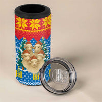 Mongolia Christmas 4 in 1 Can Cooler Tumbler with Santa Sheep Christmas Trees and Snowflake - Wonder Print Shop