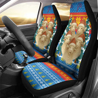 Mongolia Christmas Car Seat Cover with Santa Sheep Christmas Trees and Snowflake - Wonder Print Shop