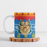 Mongolia Christmas Ceramic Mug with Santa Sheep Christmas Trees and Snowflake - Wonder Print Shop
