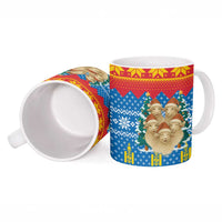 Mongolia Christmas Ceramic Mug with Santa Sheep Christmas Trees and Snowflake - Wonder Print Shop