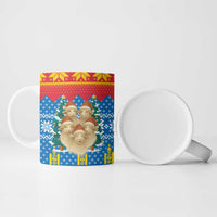 Mongolia Christmas Ceramic Mug with Santa Sheep Christmas Trees and Snowflake - Wonder Print Shop