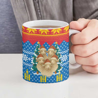 Mongolia Christmas Ceramic Mug with Santa Sheep Christmas Trees and Snowflake - Wonder Print Shop