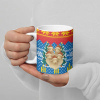 Mongolia Christmas Ceramic Mug with Santa Sheep Christmas Trees and Snowflake - Wonder Print Shop