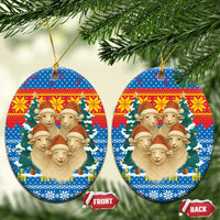 Mongolia Christmas Ceramic Ornament with Santa Sheep Christmas Trees and Snowflake - Wonder Print Shop