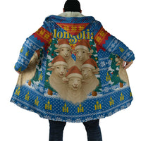 Mongolia Christmas Cloak with Santa Sheep Christmas Trees and Snowflake - Wonder Print Shop