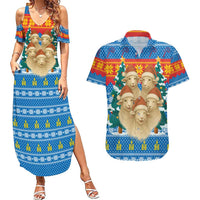 Mongolia Christmas Couples Matching Summer Maxi Dress and Hawaiian Shirt with Santa Sheep Christmas Trees and Snowflake - Wonder Print Shop