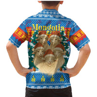 Mongolia Christmas Family Matching Mermaid Dress and Hawaiian Shirt with Santa Sheep Christmas Trees and Snowflake - Wonder Print Shop