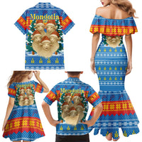 Mongolia Christmas Family Matching Mermaid Dress and Hawaiian Shirt with Santa Sheep Christmas Trees and Snowflake - Wonder Print Shop