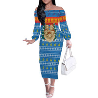 Mongolia Christmas Family Matching Off The Shoulder Long Sleeve Dress and Hawaiian Shirt with Santa Sheep Christmas Trees and Snowflake - Wonder Print Shop