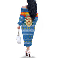 Mongolia Christmas Family Matching Off The Shoulder Long Sleeve Dress and Hawaiian Shirt with Santa Sheep Christmas Trees and Snowflake - Wonder Print Shop
