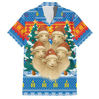 Mongolia Christmas Family Matching Off Shoulder Short Dress and Hawaiian Shirt with Santa Sheep Christmas Trees and Snowflake - Wonder Print Shop