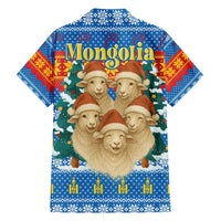 Mongolia Christmas Family Matching Short Sleeve Bodycon Dress and Hawaiian Shirt with Santa Sheep Christmas Trees and Snowflake - Wonder Print Shop