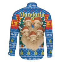 Mongolia Christmas Family Matching Short Sleeve Bodycon Dress and Hawaiian Shirt with Santa Sheep Christmas Trees and Snowflake - Wonder Print Shop