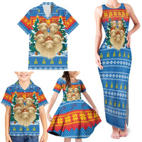 Mongolia Christmas Family Matching Tank Maxi Dress and Hawaiian Shirt with Santa Sheep Christmas Trees and Snowflake - Wonder Print Shop