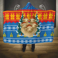 Mongolia Christmas Hooded Blanket with Santa Sheep Christmas Trees and Snowflake - Wonder Print Shop