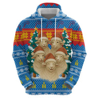 Mongolia Christmas Hoodie with Santa Sheep Christmas Trees and Snowflake - Wonder Print Shop