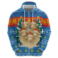 Mongolia Christmas Hoodie with Santa Sheep Christmas Trees and Snowflake - Wonder Print Shop