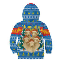 Mongolia Christmas Kid Hoodie with Santa Sheep Christmas Trees and Snowflake - Wonder Print Shop