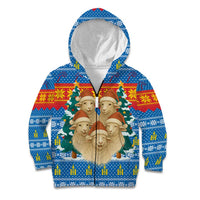Mongolia Christmas Kid Hoodie with Santa Sheep Christmas Trees and Snowflake - Wonder Print Shop