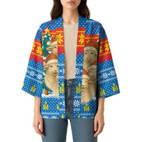 Mongolia Christmas Kimono with Santa Sheep Christmas Trees and Snowflake - Wonder Print Shop