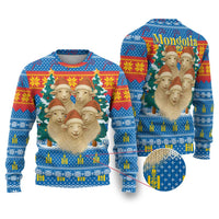 Mongolia Christmas Ugly Christmas Sweater with Santa Sheep Christmas Trees and Snowflake - Wonder Print Shop