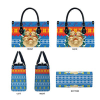 Mongolia Christmas Leather Bag with Santa Sheep Christmas Trees and Snowflake - Wonder Print Shop