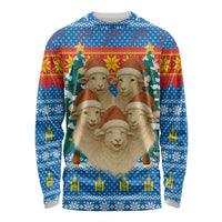 Mongolia Christmas Long Sleeve Shirt with Santa Sheep Christmas Trees and Snowflake - Wonder Print Shop