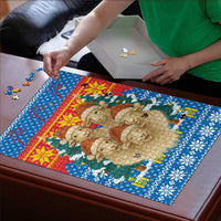 Mongolia Christmas Puzzle with Santa Sheep Christmas Trees and Snowflake - Wonder Print Shop