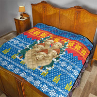 Mongolia Christmas Quilt with Santa Sheep Christmas Trees and Snowflake - Wonder Print Shop