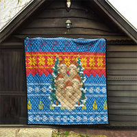 Mongolia Christmas Quilt with Santa Sheep Christmas Trees and Snowflake - Wonder Print Shop