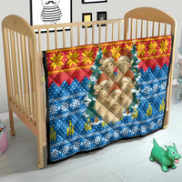 Mongolia Christmas Quilt with Santa Sheep Christmas Trees and Snowflake - Wonder Print Shop