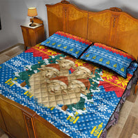 Mongolia Christmas Quilt Bed Set with Santa Sheep Christmas Trees and Snowflake - Wonder Print Shop