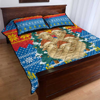 Mongolia Christmas Quilt Bed Set with Santa Sheep Christmas Trees and Snowflake - Wonder Print Shop