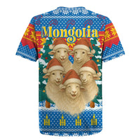 Mongolia Christmas Rugby Jersey with Santa Sheep Christmas Trees and Snowflake - Wonder Print Shop