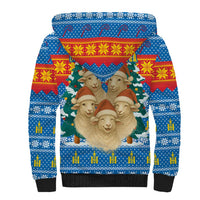 Mongolia Christmas Sherpa Hoodie with Santa Sheep Christmas Trees and Snowflake - Wonder Print Shop