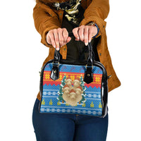 Mongolia Christmas Shoulder Handbag with Santa Sheep Christmas Trees and Snowflake - Wonder Print Shop