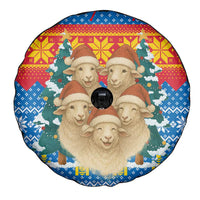 Mongolia Christmas Spare Tire Cover with Santa Sheep Christmas Trees and Snowflake - Wonder Print Shop