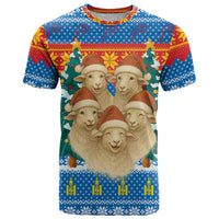 Mongolia Christmas T Shirt with Santa Sheep Christmas Trees and Snowflake - Wonder Print Shop
